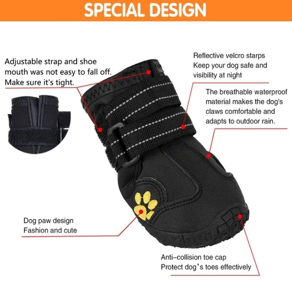 Pet Boots, 2.9" x 2.5", Outdoor Waterproof and Wearproof Running Shoes NEW - Picture 6 of 6